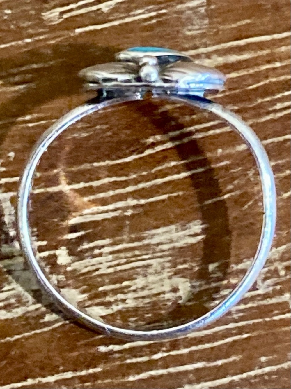 Super Tiny Silver Tone Ring with Turquoise Colored Center • Size 2.25 - Picture 16 of 16